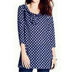 Kate Spade Malone navy white gingham tunic top Small